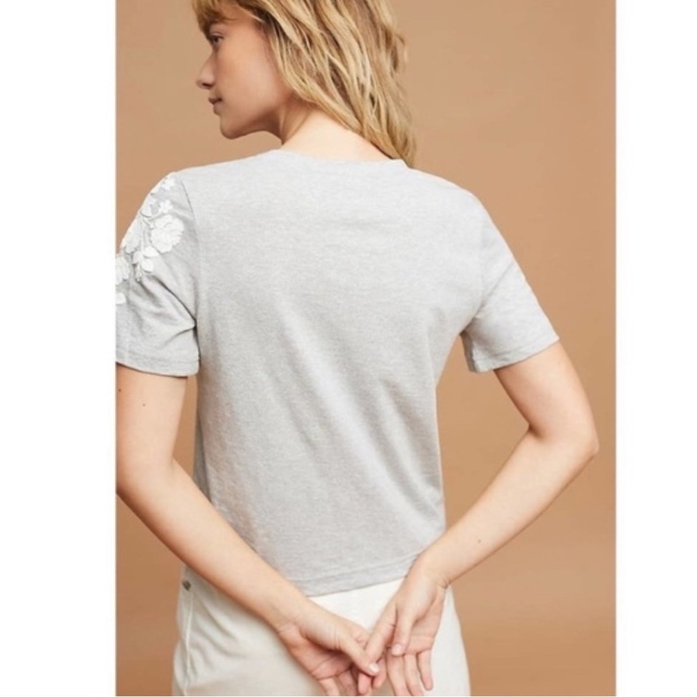Anthropologie Pankaj & Nidhi Blanche Top Grey Floral Appliqué, size Smalll - Picture 3 of 9